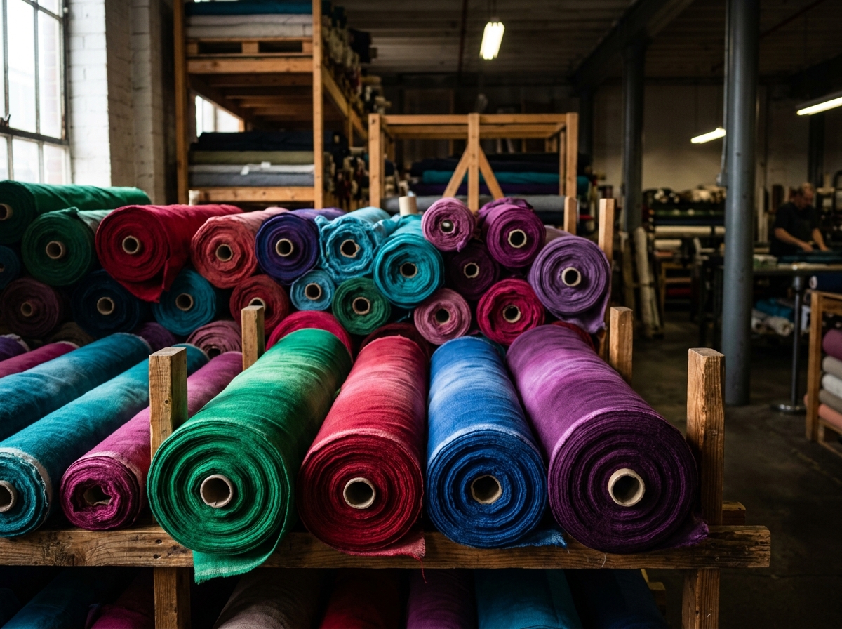 Vibrant dyed fabric rolls